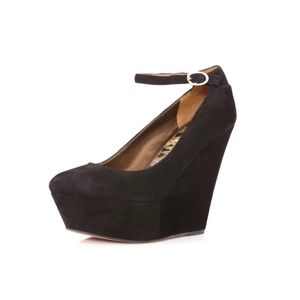Sam Edelman Quinn Black Suede Platform Wedge